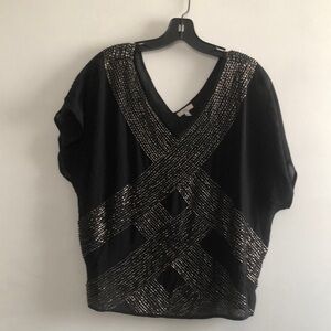 Joie Black Top with Silver Accents